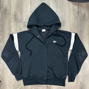 Vintage 1980s Adidas Originals Trefoil Hooded Cardigan Sweatshirt Size Medium